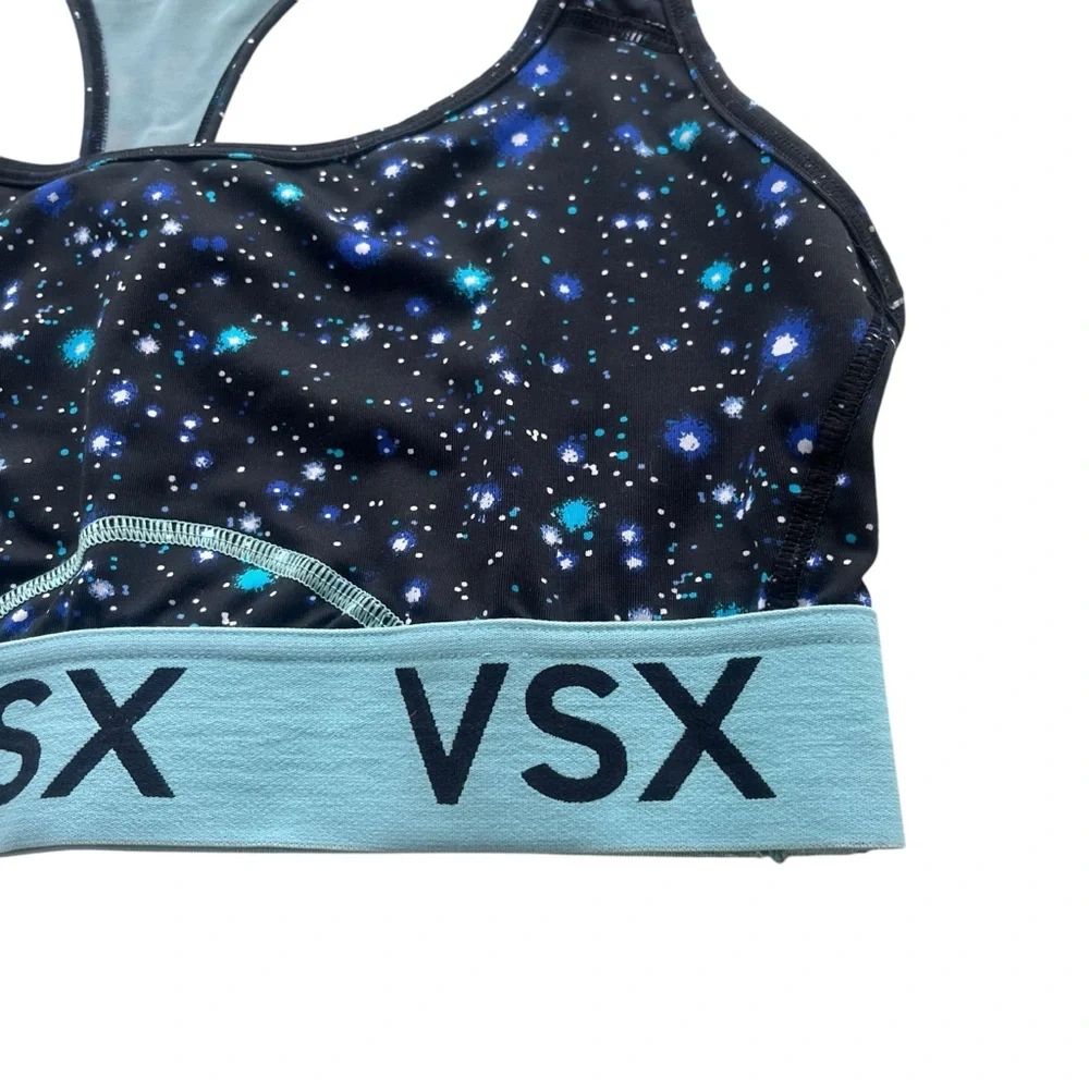 Victorias Secret VSX SPORT Womens M Blue Black Galaxy Pattern Athletic Sport Bra
